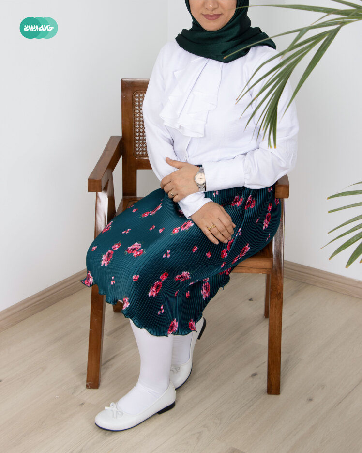 دامن ساتن پلیسه کله غازی گلدار